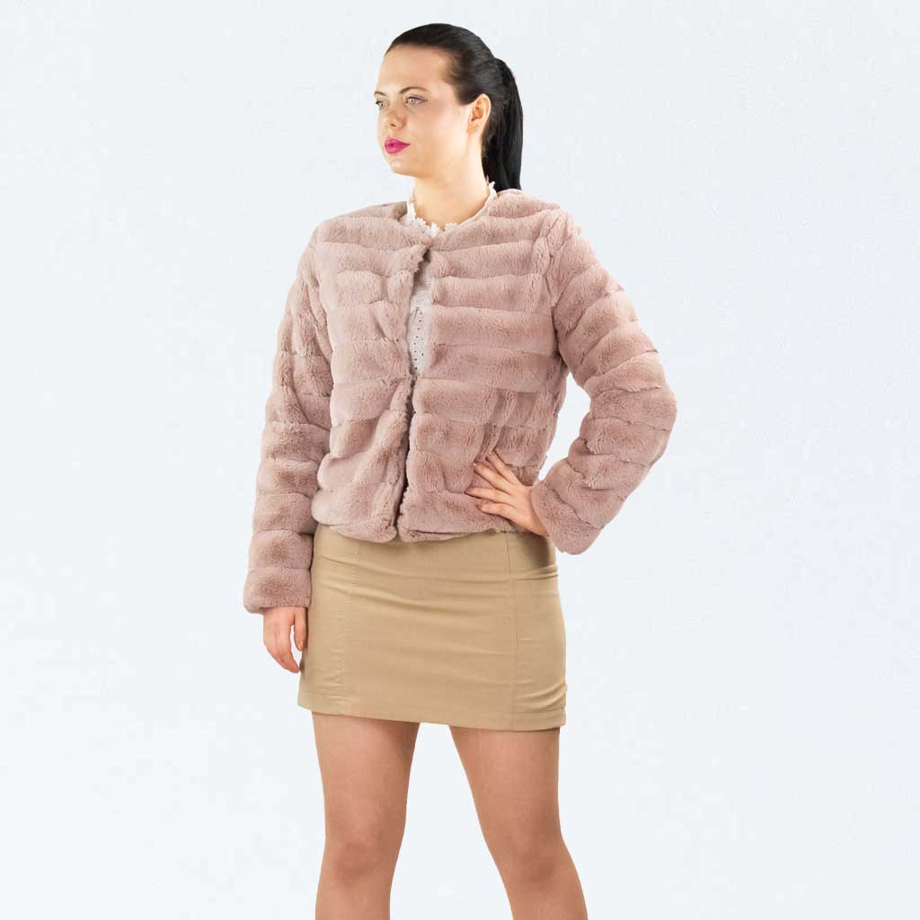 Parisian Pink Mink Effect Pelted Faux Fur Jacket
